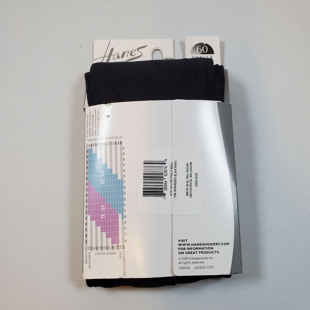 Hanes Curves Control Top Opaque Tights Size 1X/2X NWT Womens Black Shapewear - Picture 2 of 7